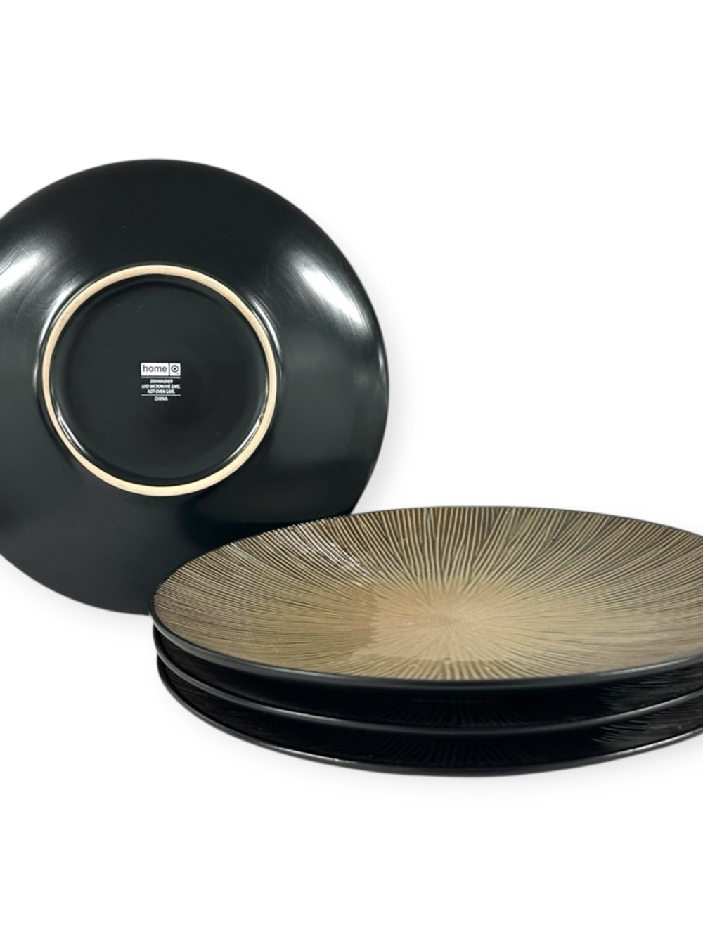 Home Trends Natural Serenity Dinner Plates 11. 3/4”  Tan Sunburst Set Of 4 - Picture 7 of 12